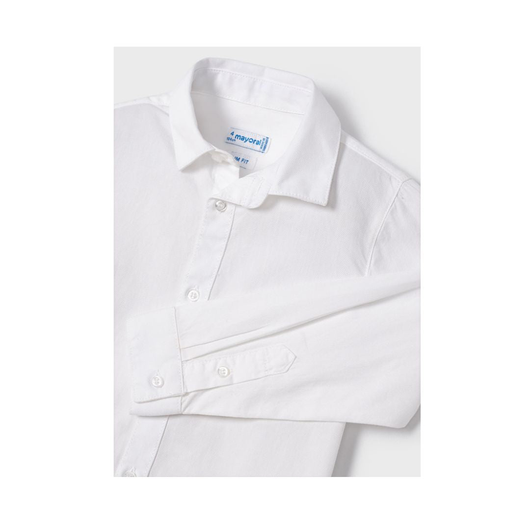 White Basic Long Sleeve Shirt