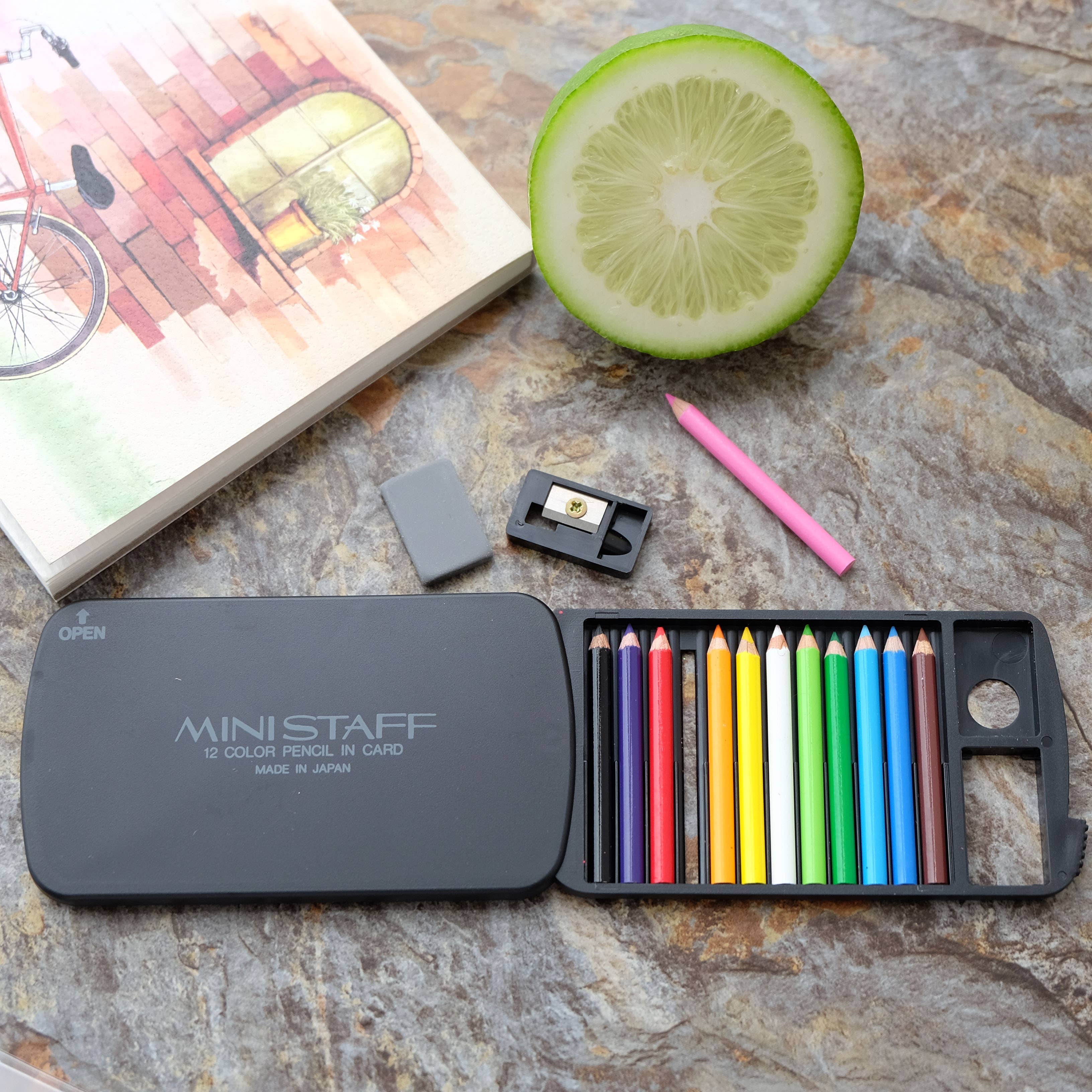 22132 12 Mini Pencils in Black  Card Case-1