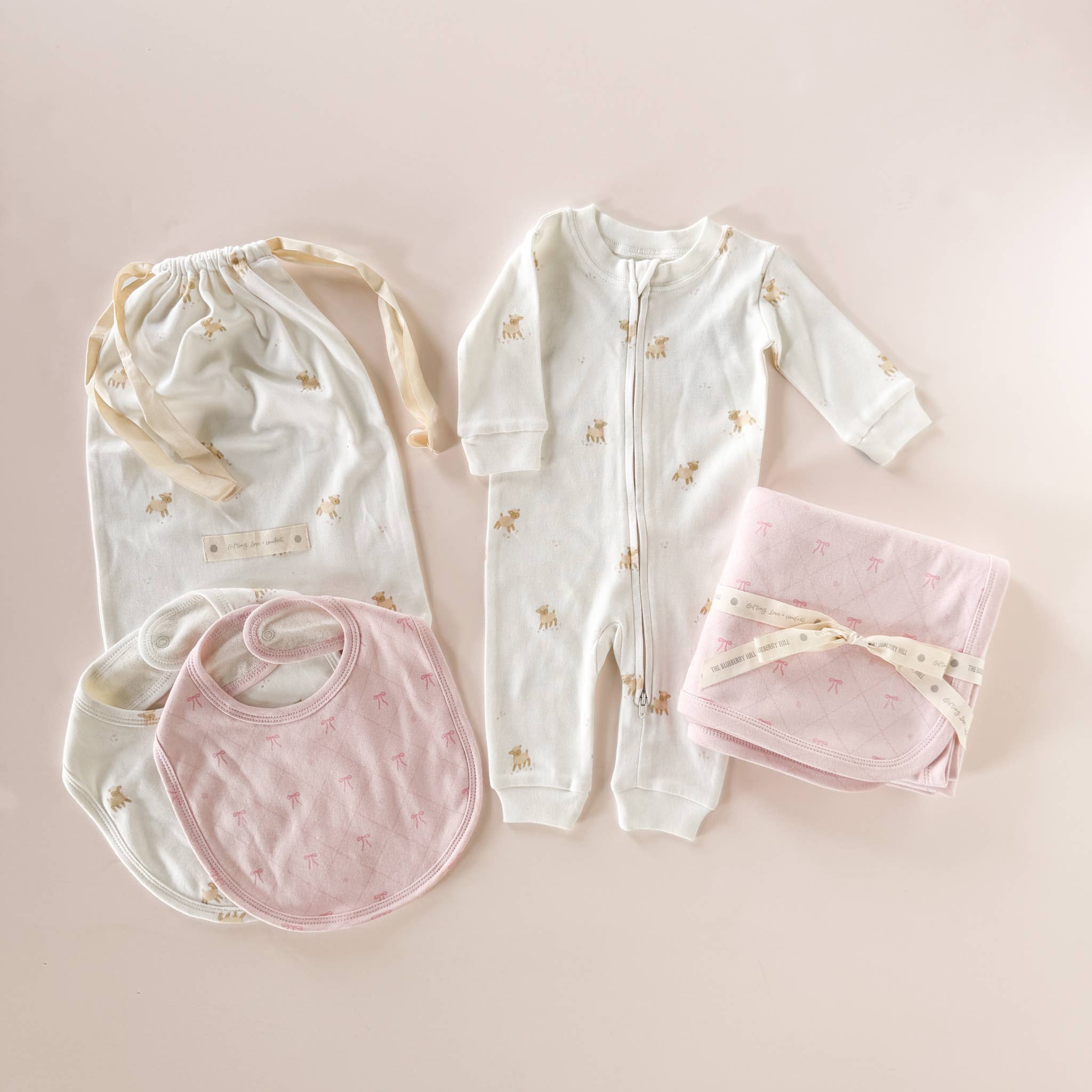 Layette Long Sleeve Zipper Romper Lamb Baby Easter Outfit: Cream / NB