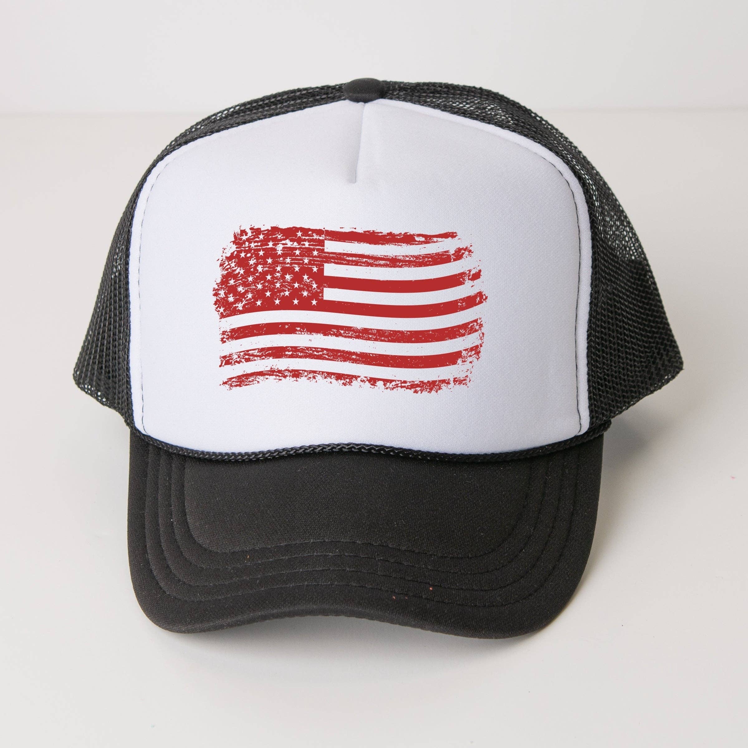 USA Flag - Youth Graphic Foam Trucker Hat: White Navy / Youth