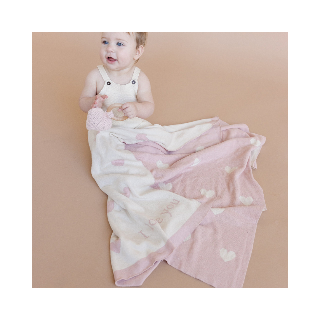 Heart I Love You Baby Blush Blanket