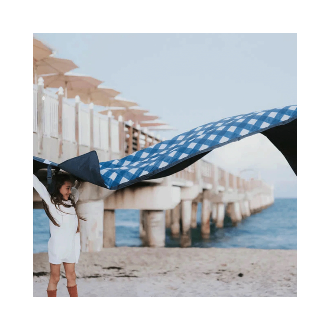 Navy Plaid Outdoor Blanket 5' x 7'