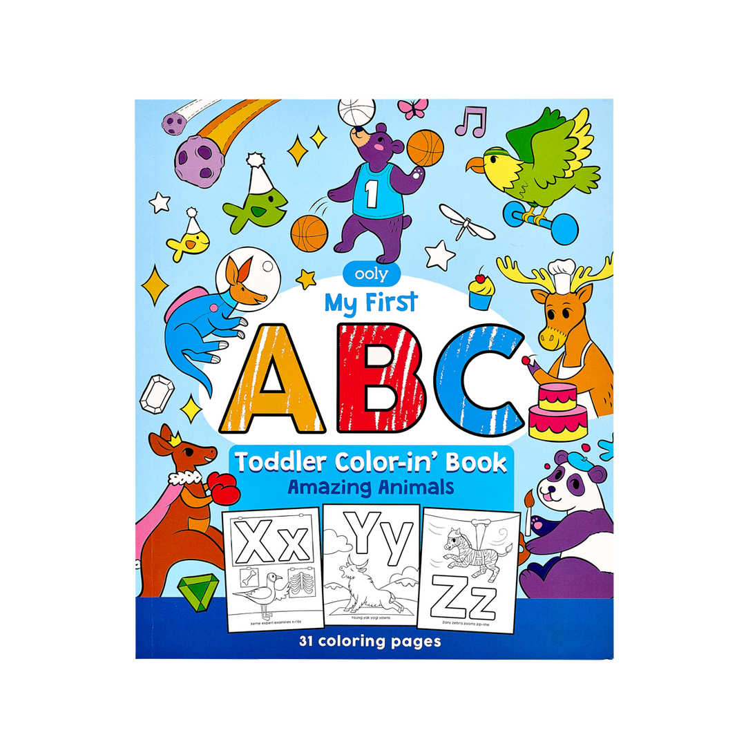 Cover of the OOLY ABC Amazing Animals toddler coloring book