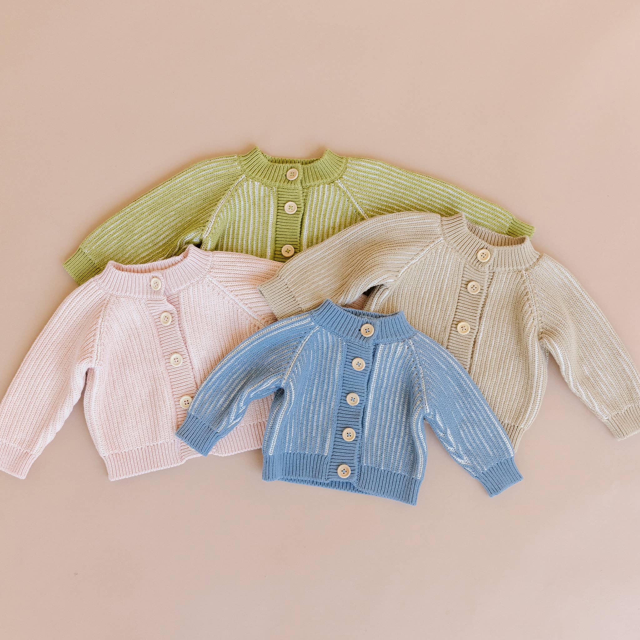 Cotton Brioche Cardigan, Dusty Blue | Baby Kid Stripe Spring: 6-12m