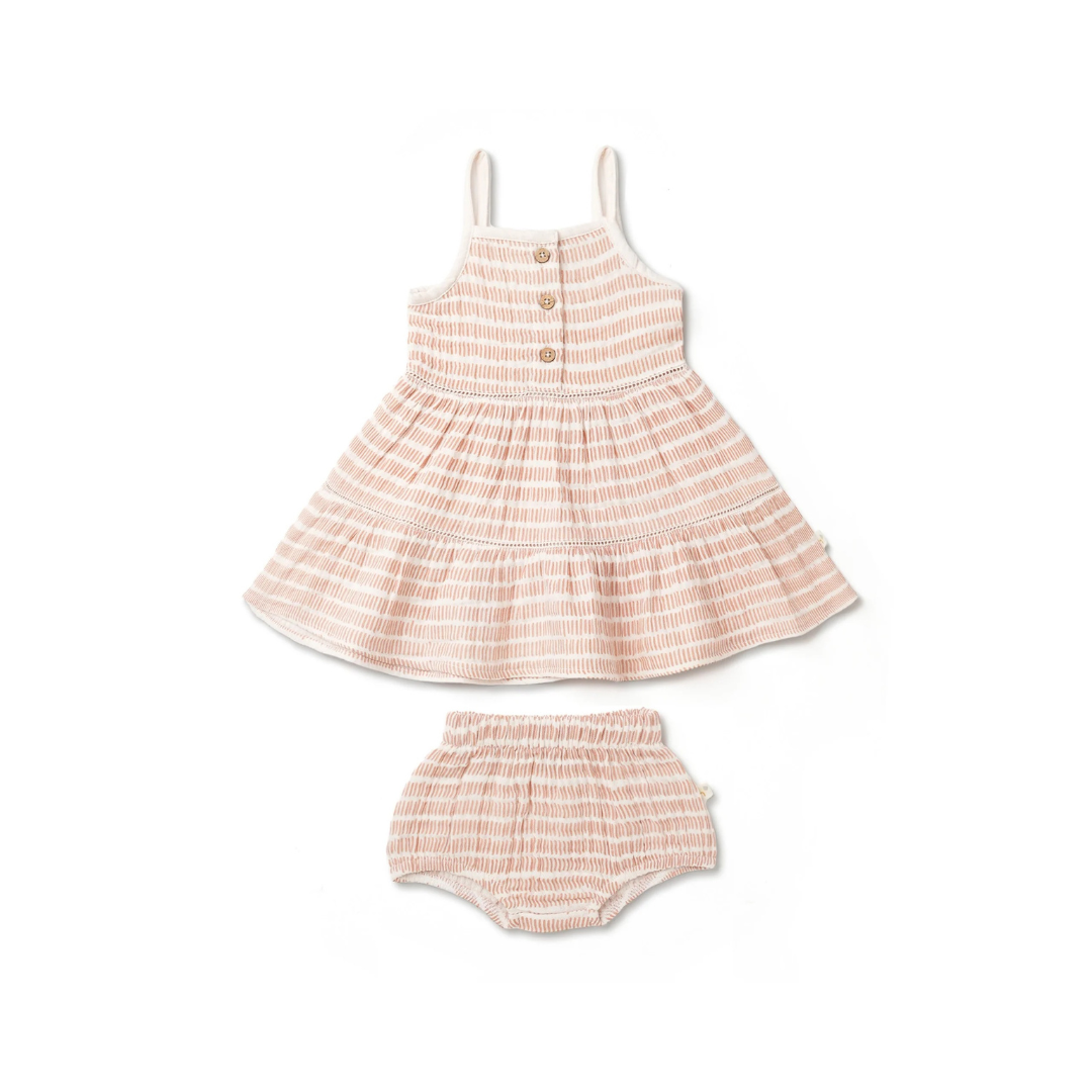 Dash Lines Tiered Dress