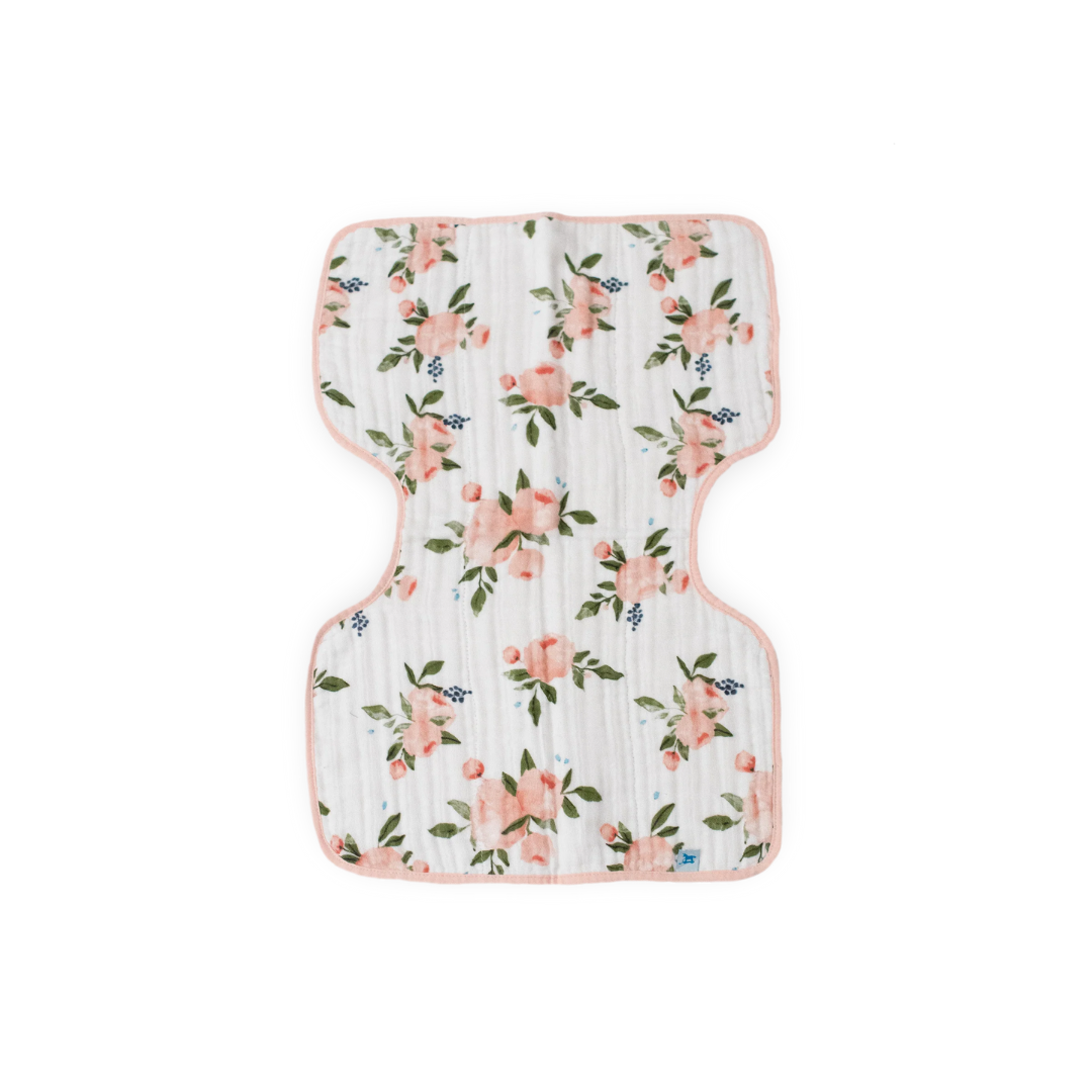 Watercolor Roses Cotton Muslin Burp Cloth
