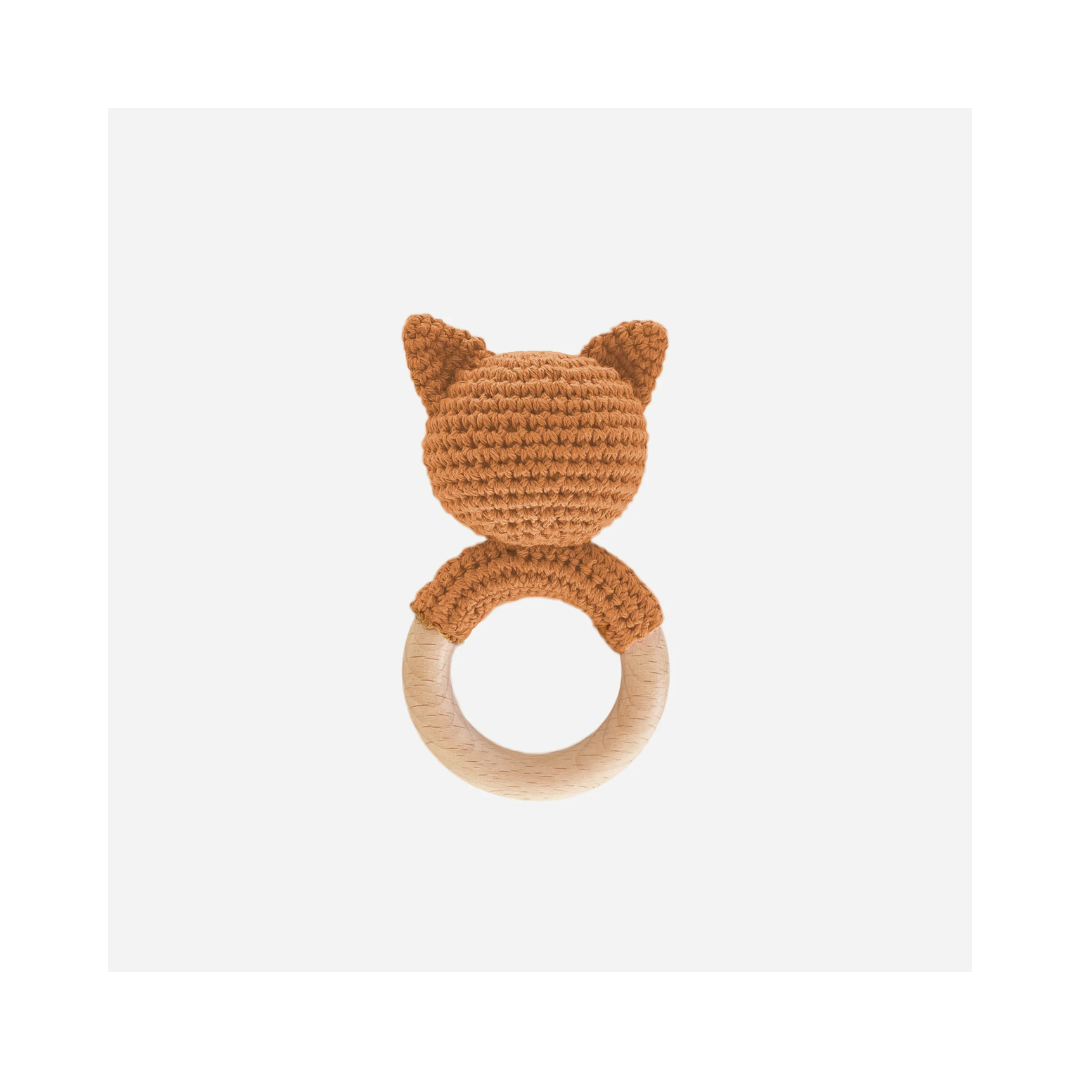 Clay Fox Cotton Crochet Teether Rattle