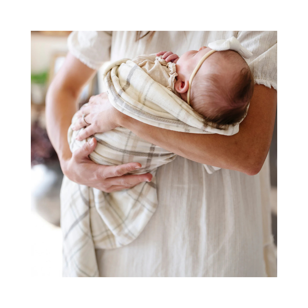 Plaid Minky Stretch Receiving Blankets
