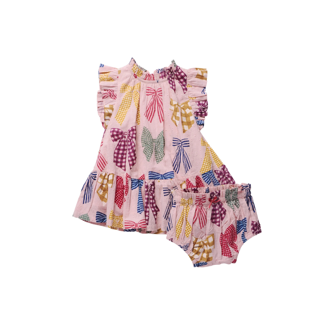 Harper Patterned Bow Baby Dress