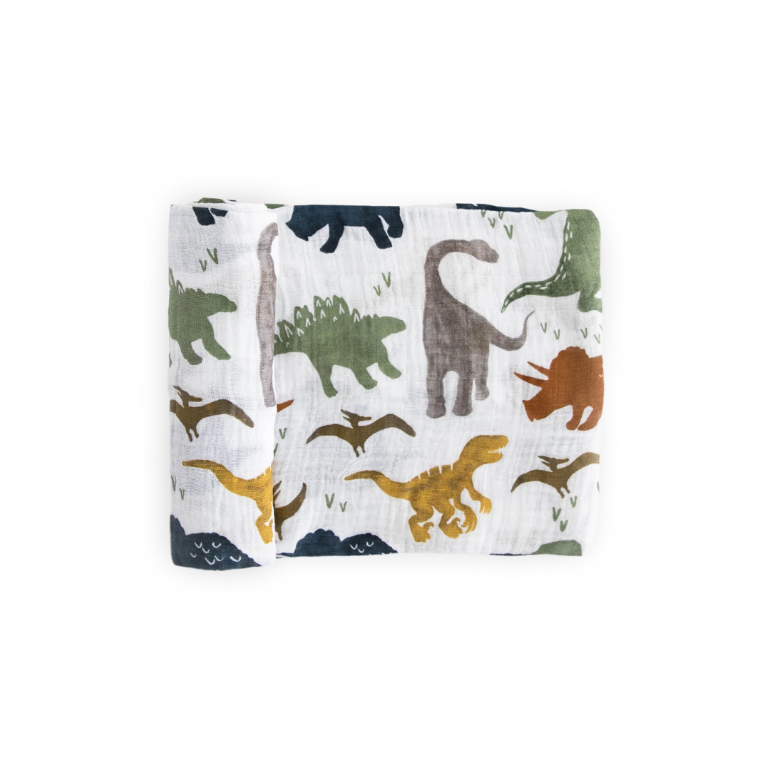 Cotton Muslin Swaddle Blanket - Dino Friends