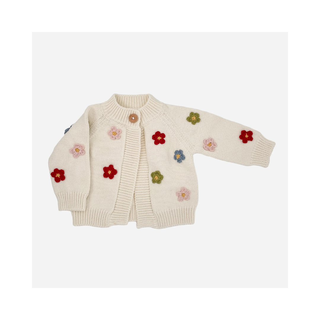 Cotton Flower Cardigan Sweater