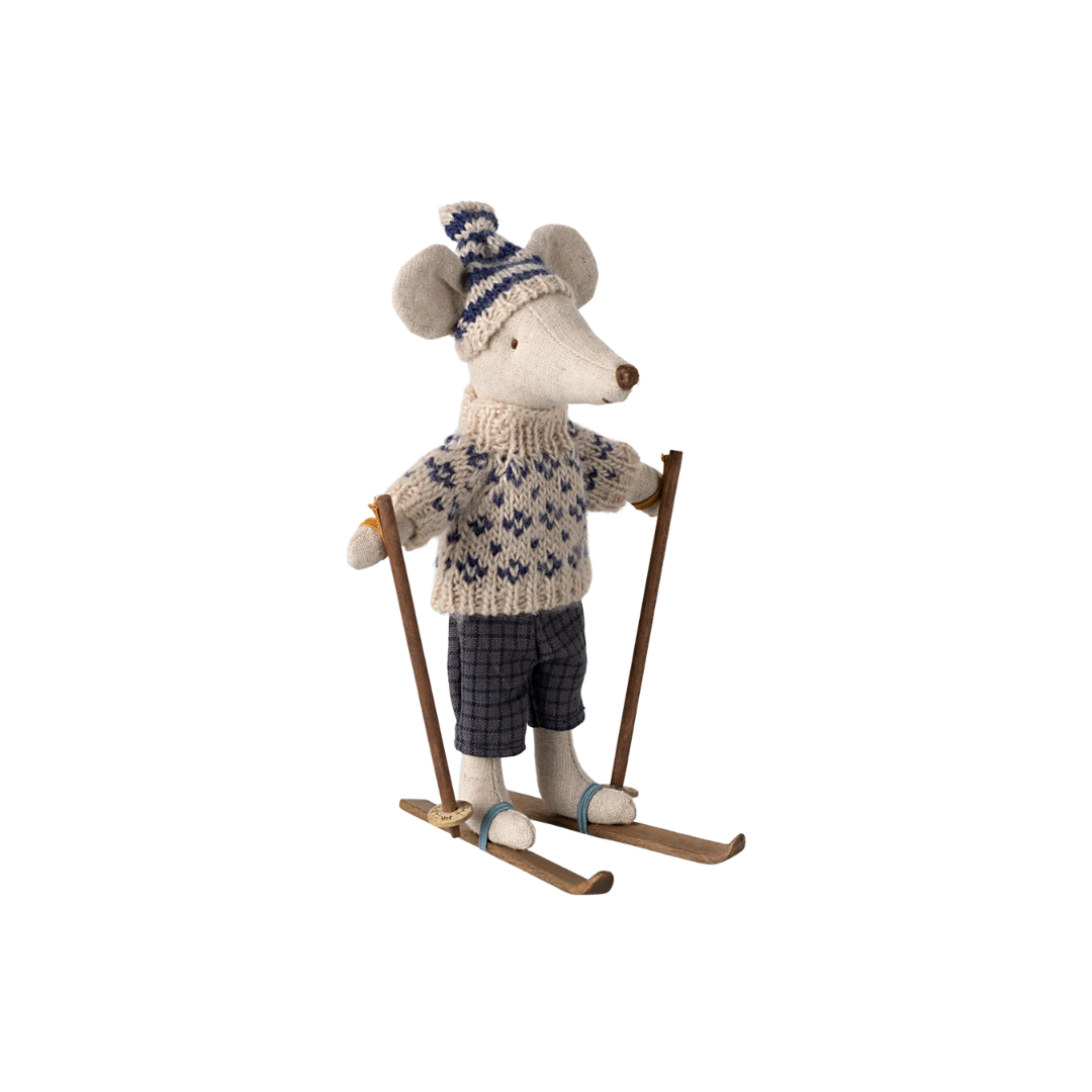 Winter Mouse with Ski Set, Dad Blue