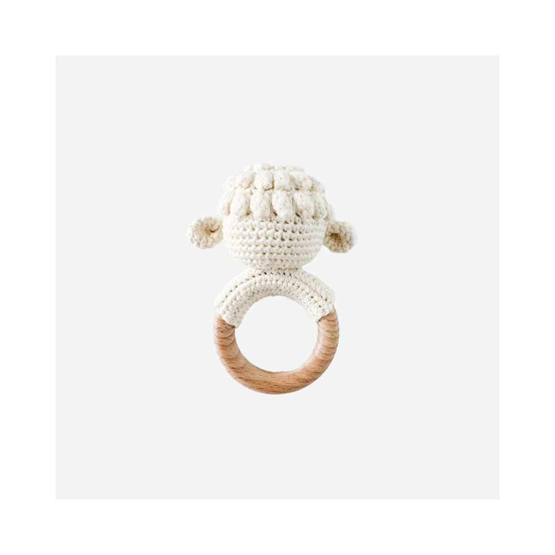 Cream Crochet Lamb Baby Newborn Rattle