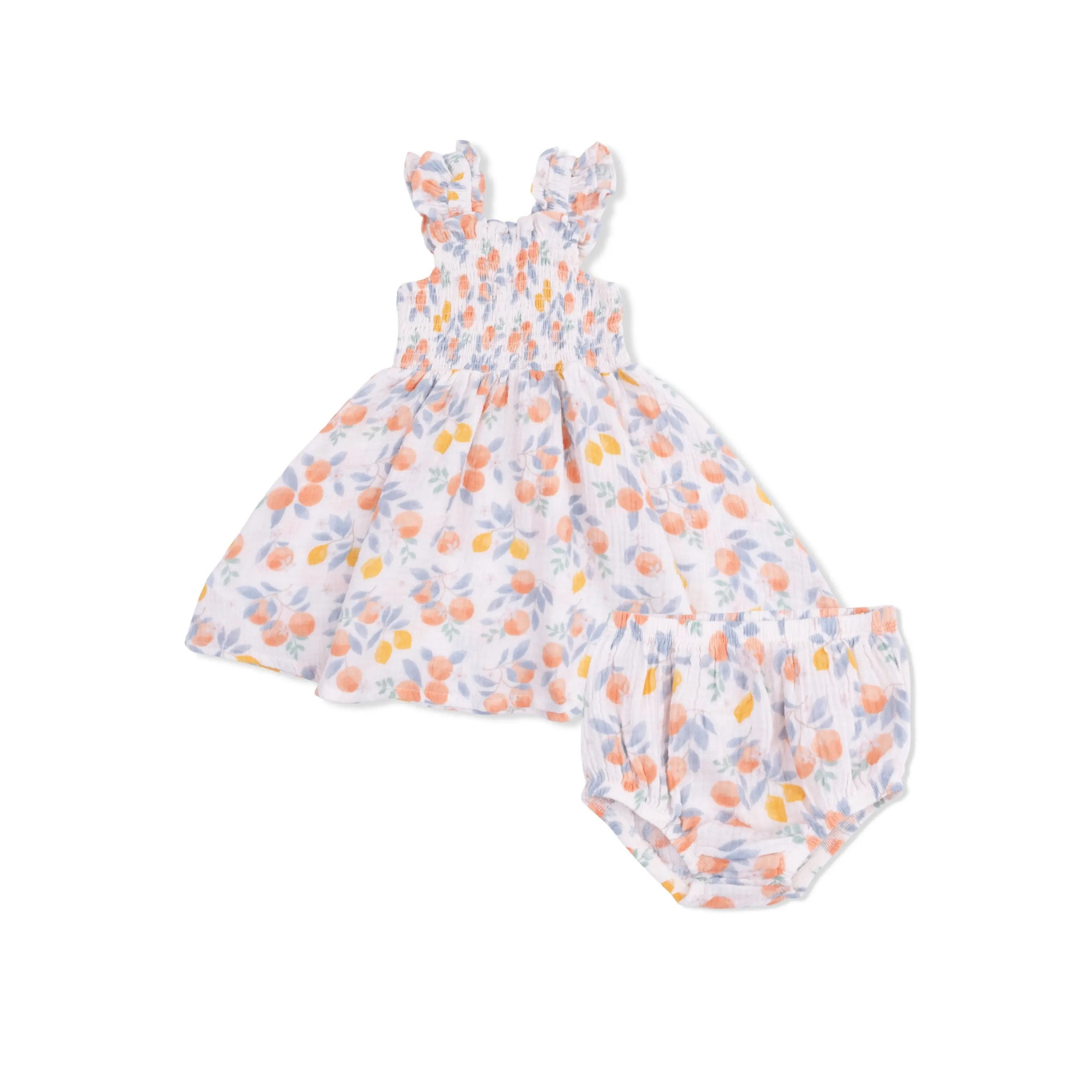 Citrus Floral Smocked Sundress With Bloomer