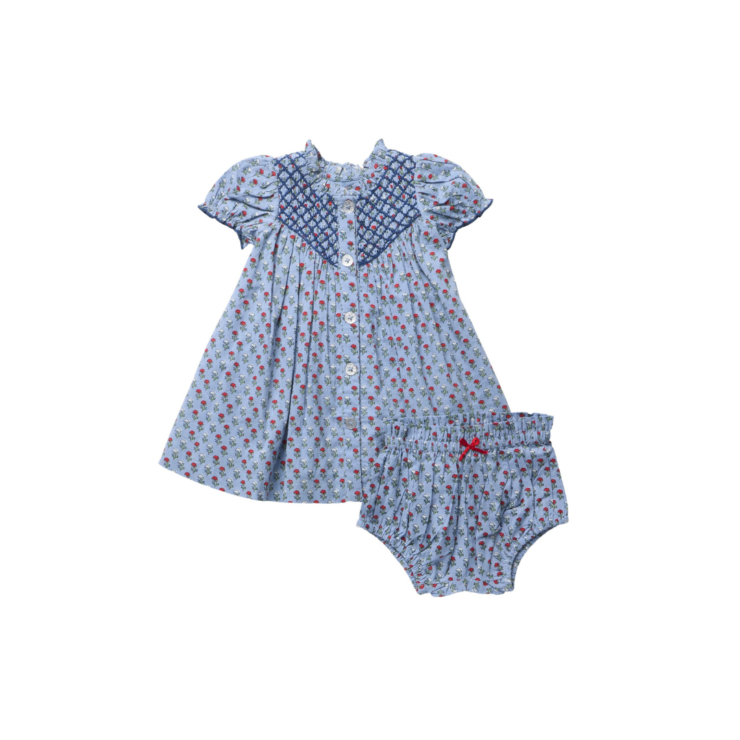Lucia Blue Carnation Baby Dress