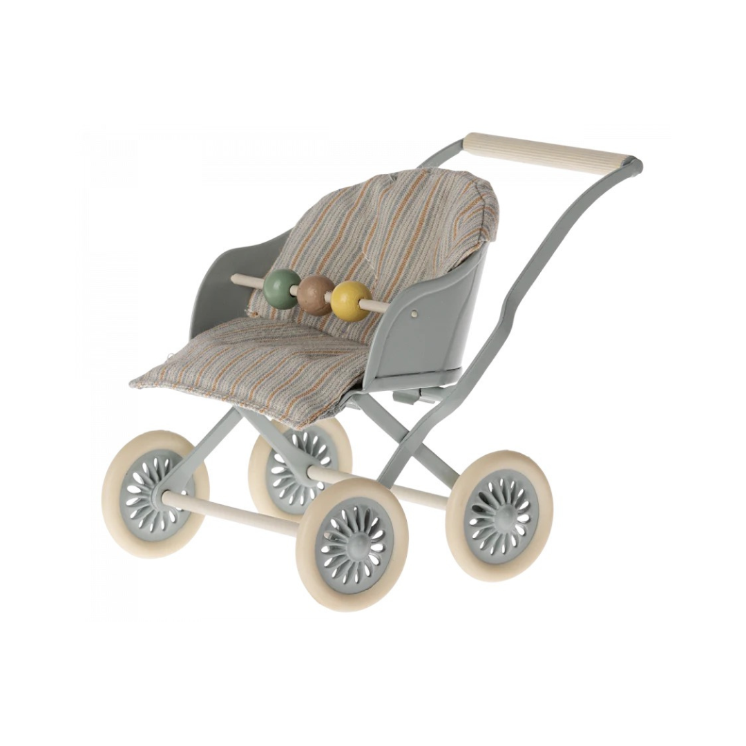 Maileg Stroller, Baby Mice - Blue