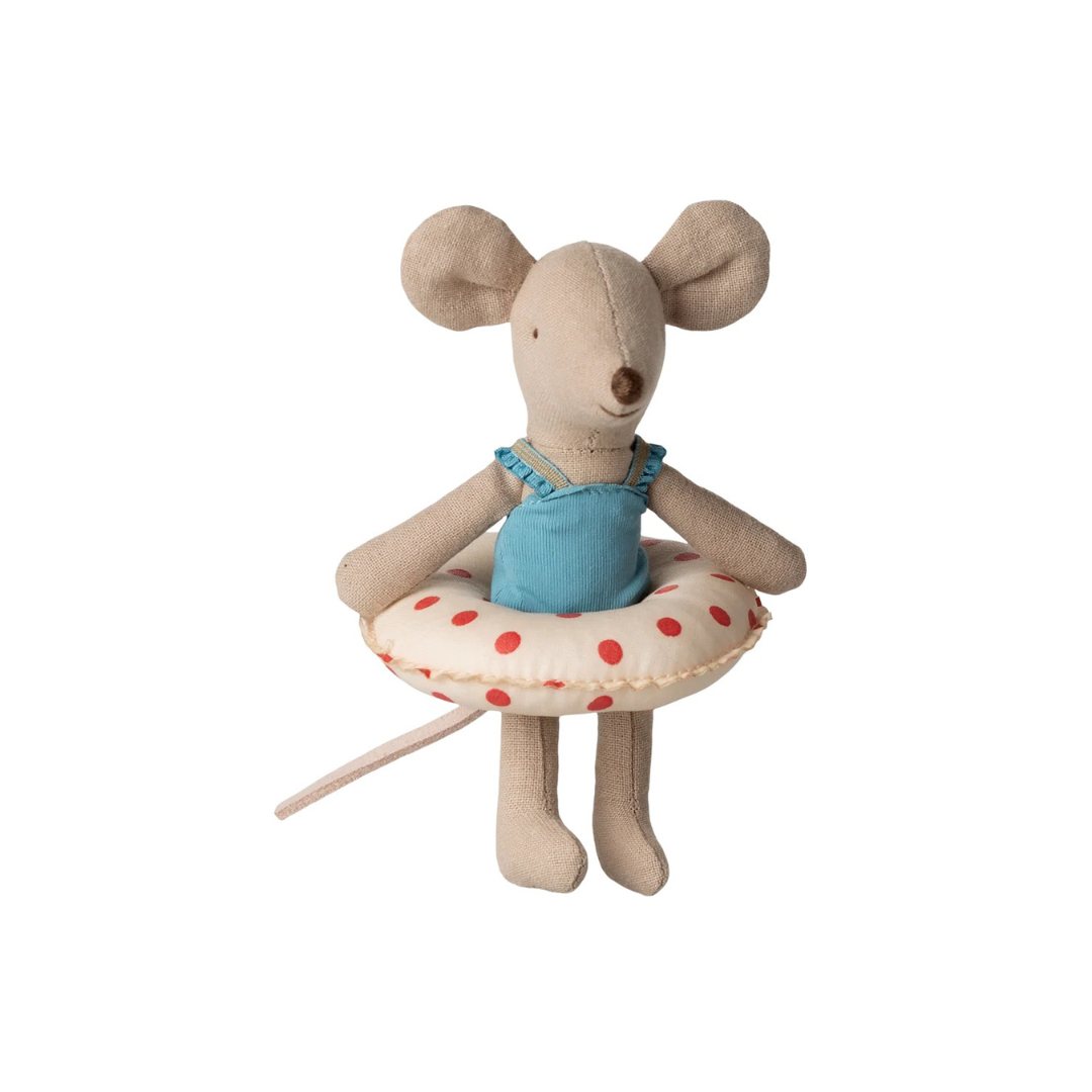 Little sister, Beach mouse with float - Red dots