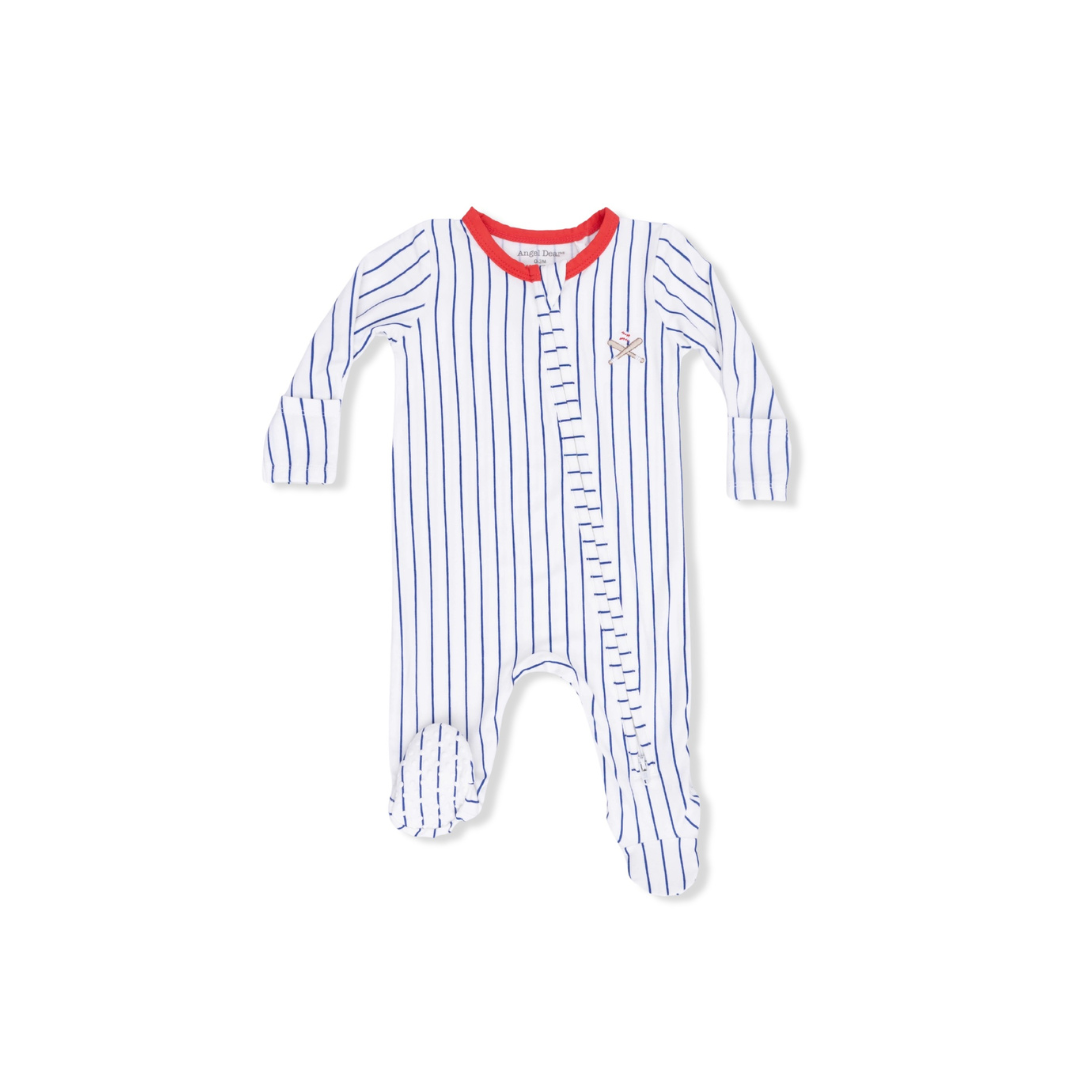 Baseball Stripe 2 Way Zipper Footie