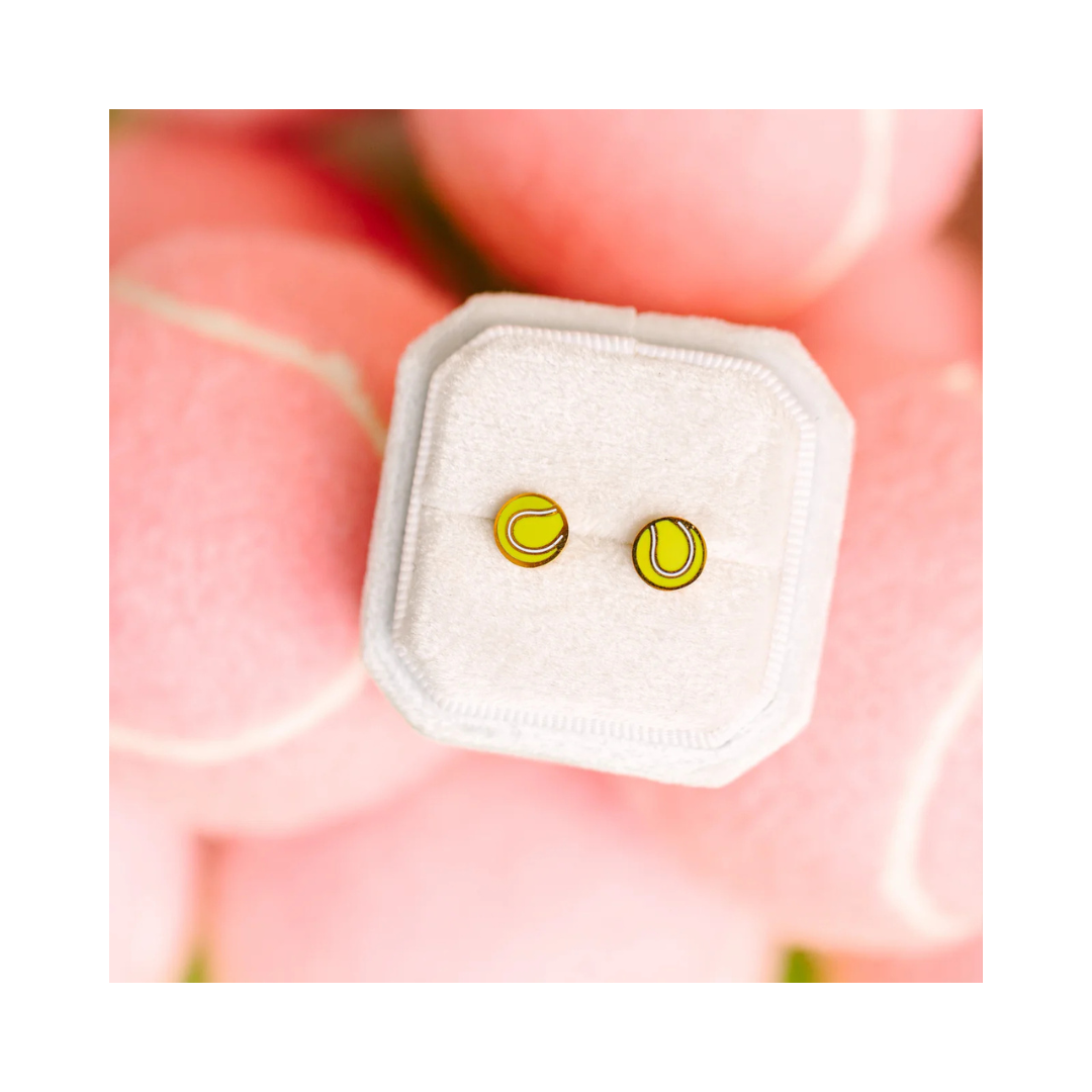Tennis Ball Flat Screw-back Earrings