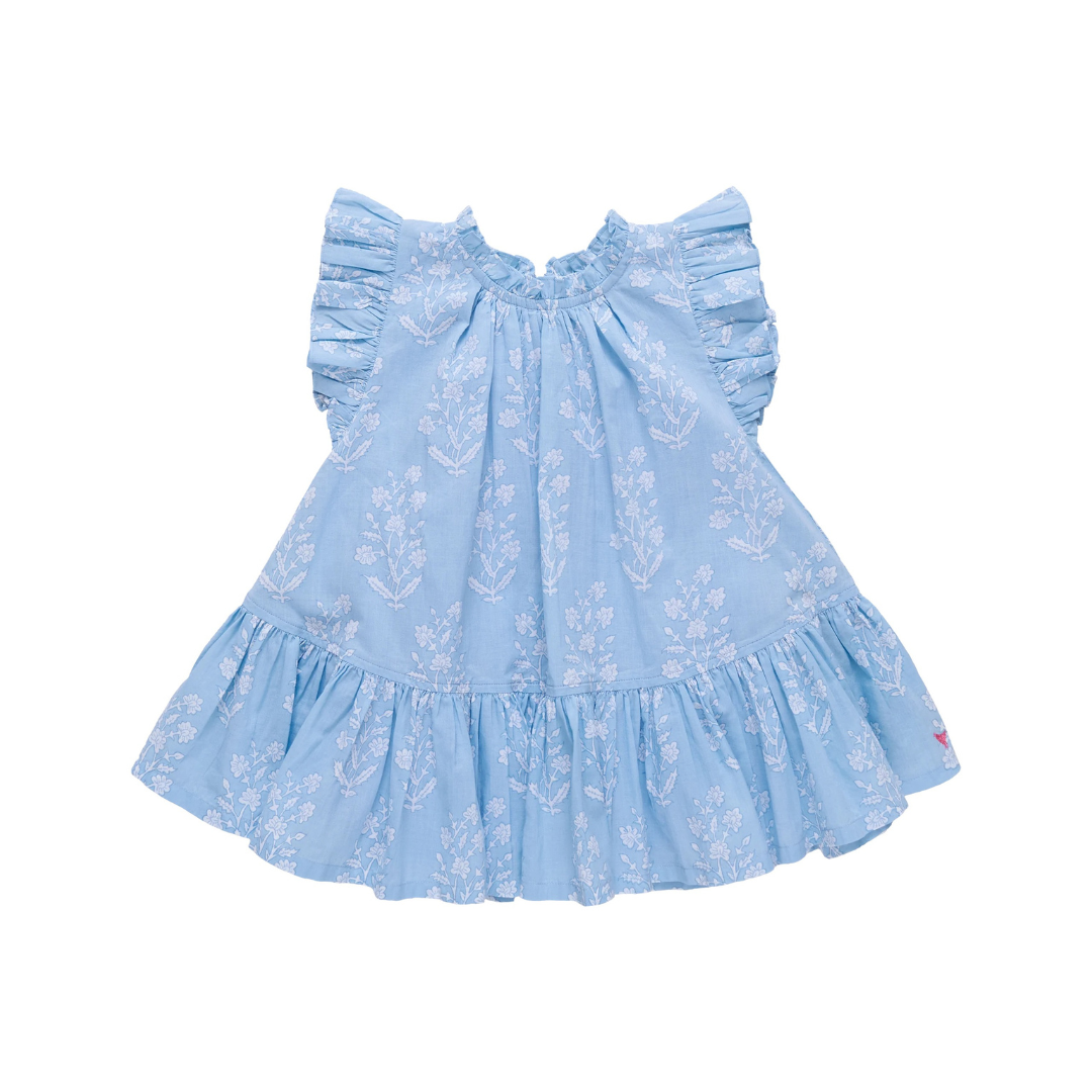 Blue Dew Drop Block Print Dress
