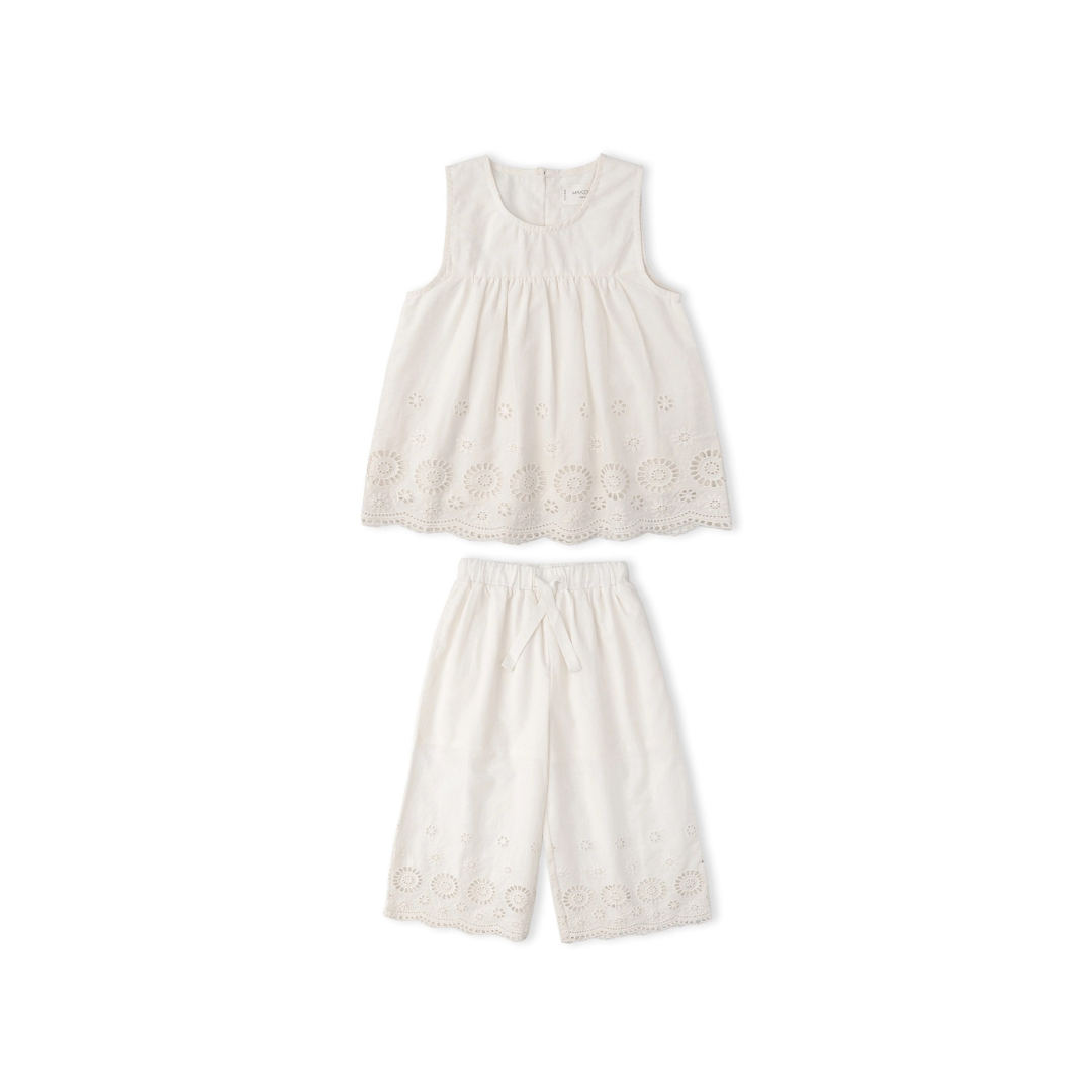Eyelet Top And Pant Set - Ivory