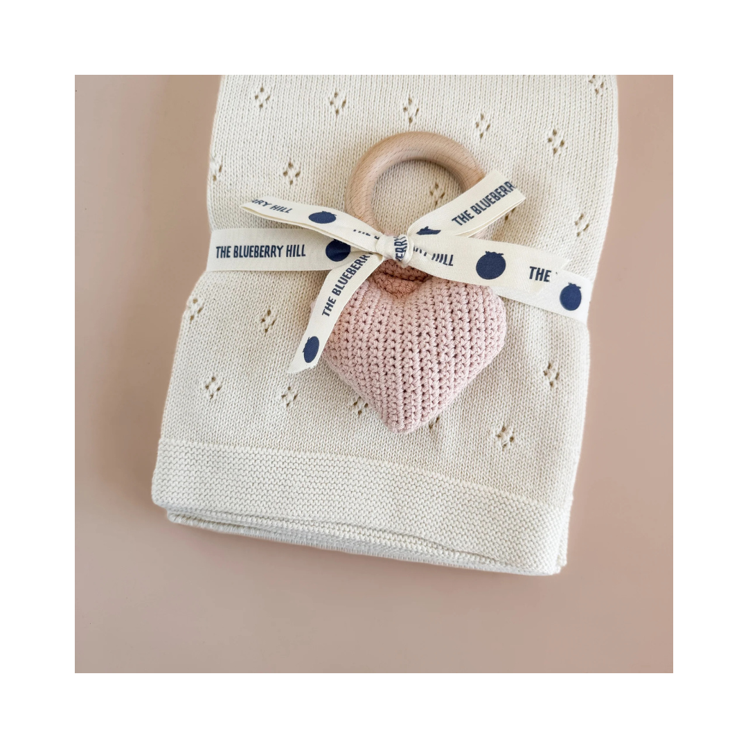 Pique Blanket Cream Heart Set
