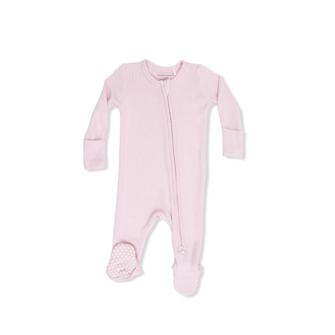 Veiled Pink Rib - 2 Way Zipper Footie