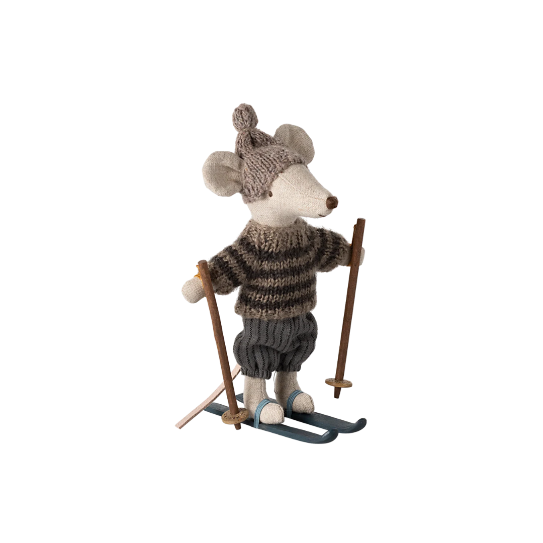 Winter Mouse Big Brother w/ Ski Set Grey