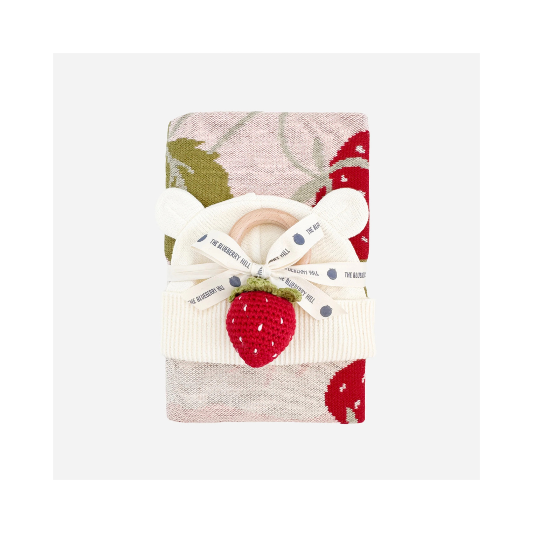 Strawberry Bunny Blanket Gift Set