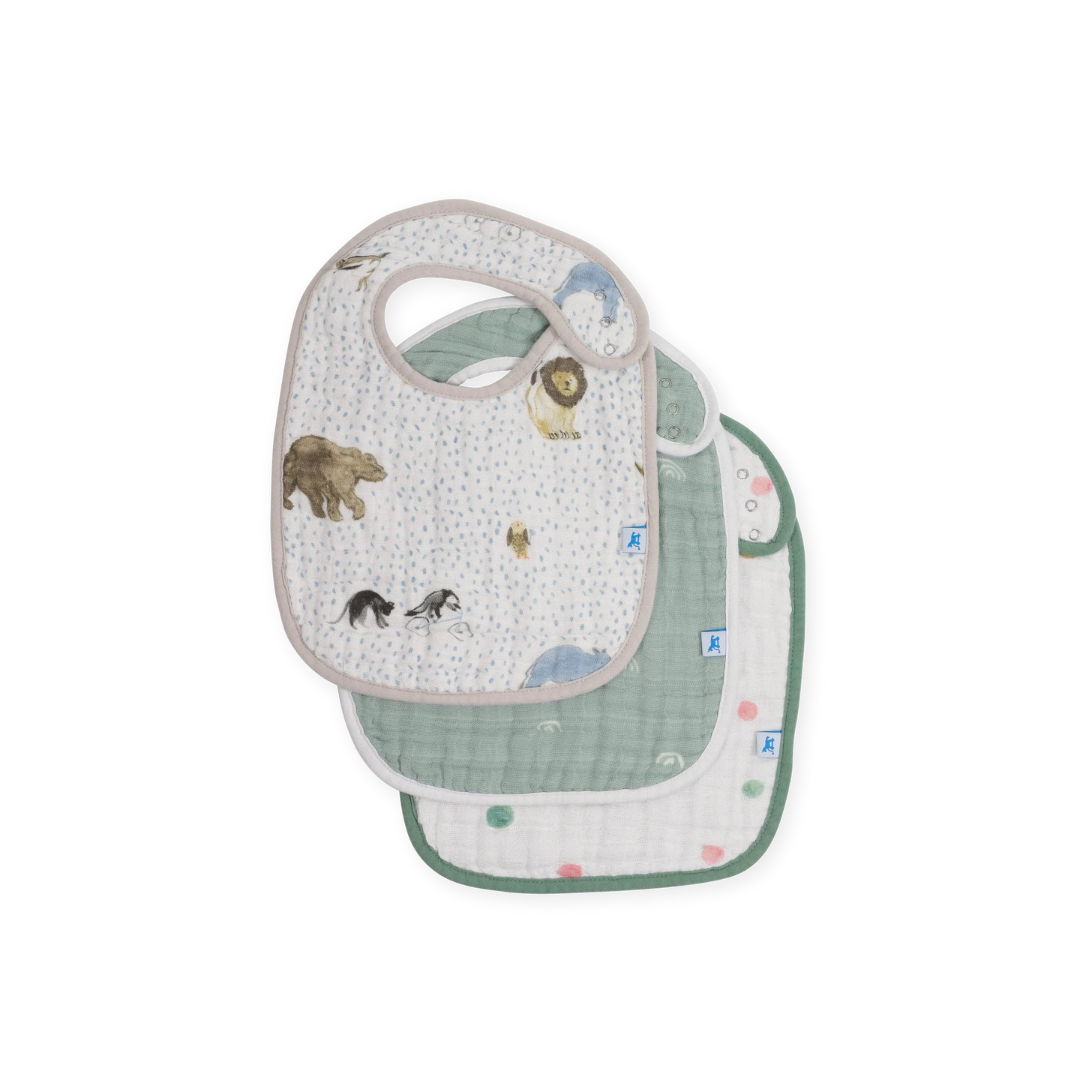 Cotton Muslin Classic Bib 3 Pack - Party Animals