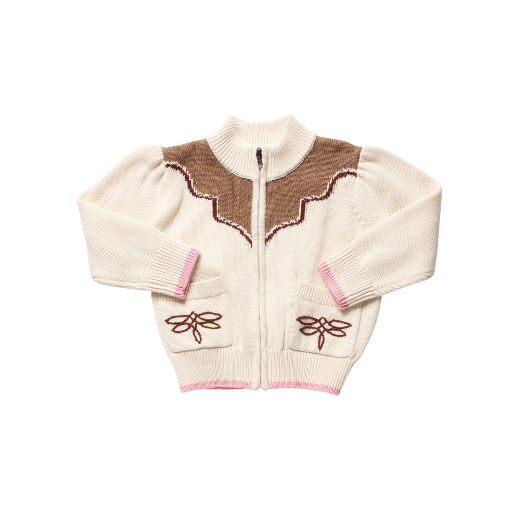 Girls Western Zip Sweater