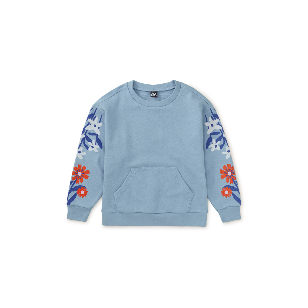 Scenic Blue Floral Sleeve Kanga Popover