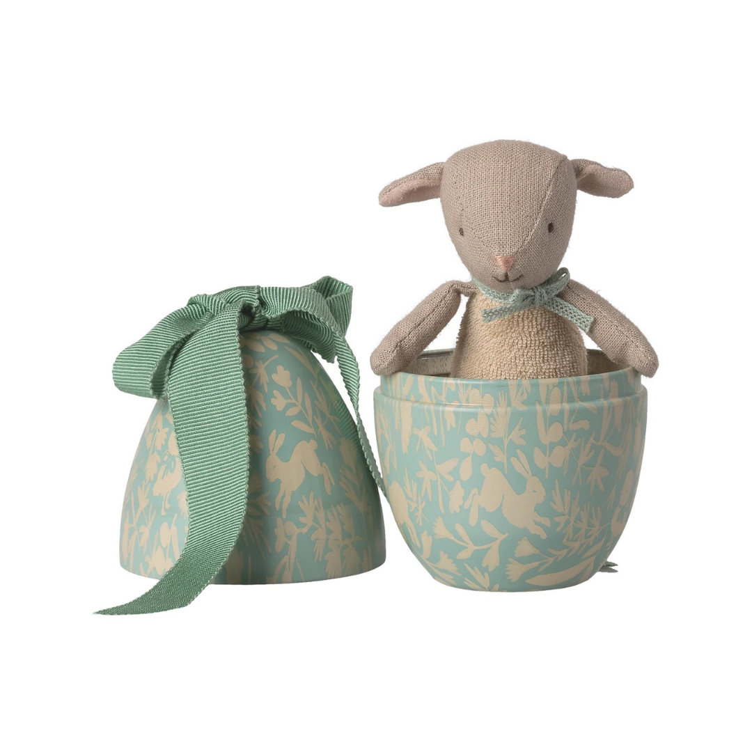 Easter Egg With Micro Lamb, Dusty Mint Small