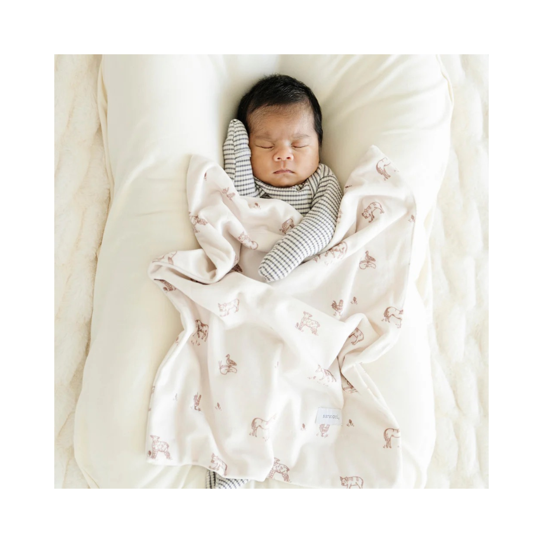 Farm Animals Minky Stretch Mini Blanket