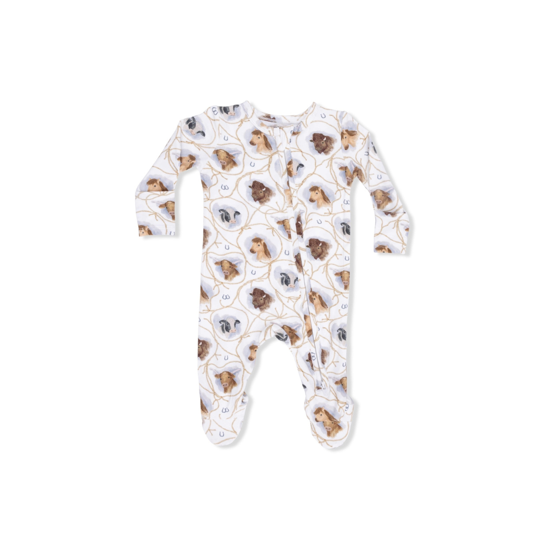 Farm Animals Rope Cameos 2 Way Zipper Footie