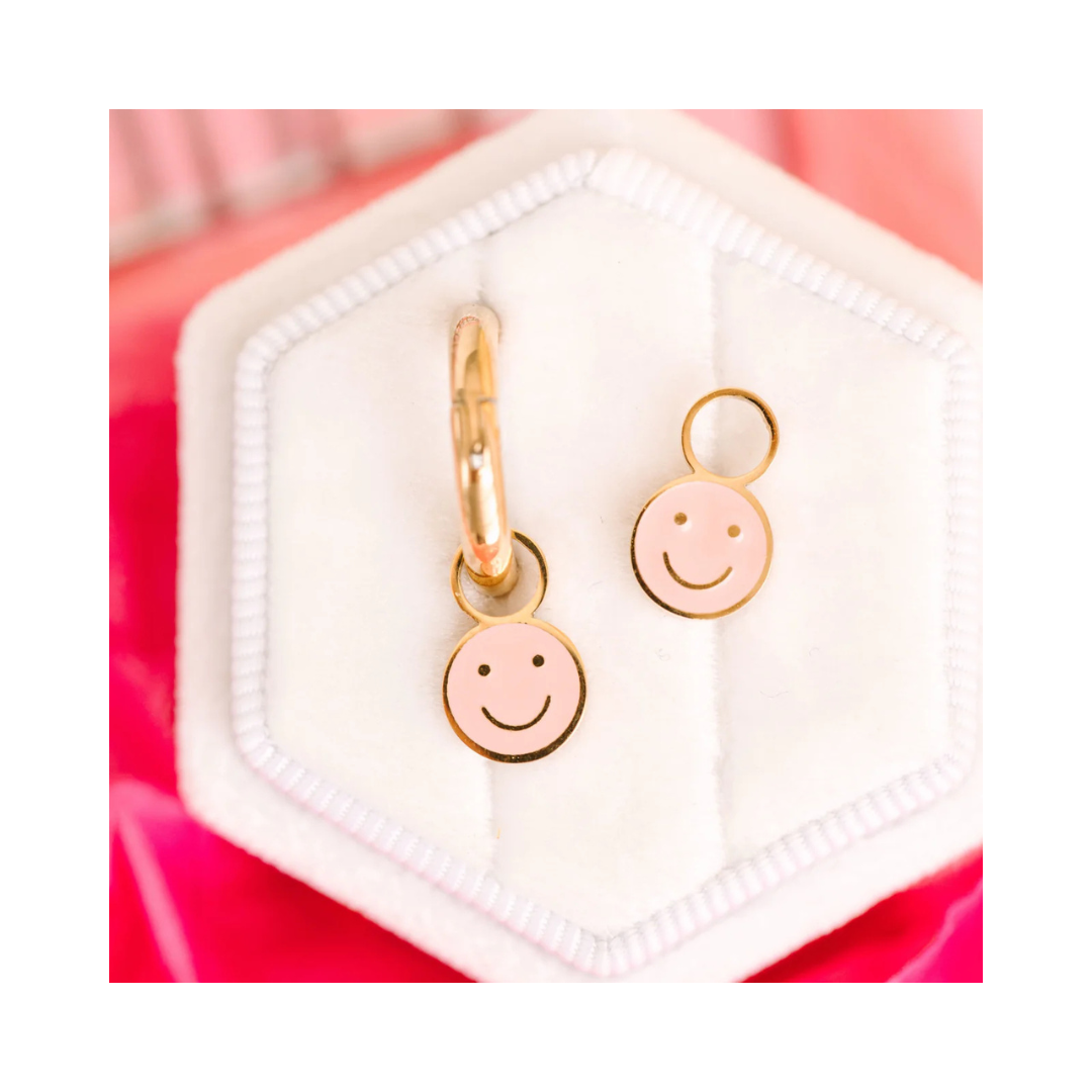 Pink Smiley Earring Charm
