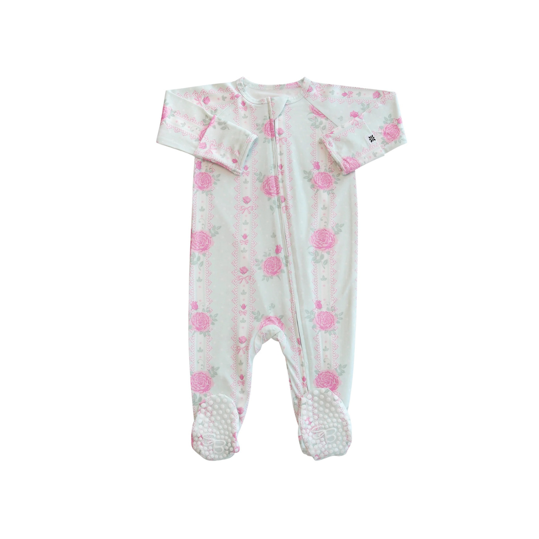 Roses And Lace Zipper Footie