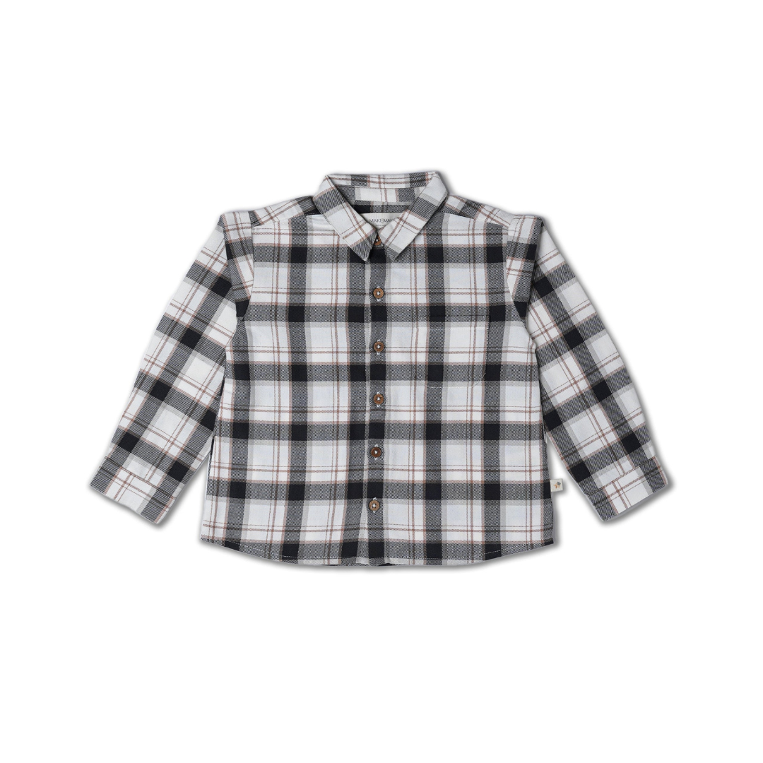 Plaid Checks Collared Long Sleeve Shirt