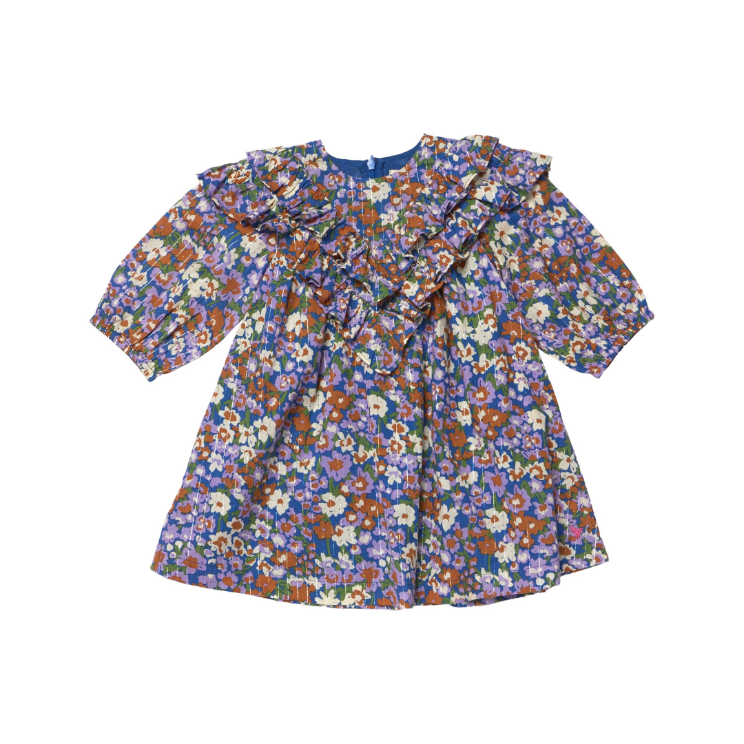 Girls Everly Dress - True Blue Sketched Floral