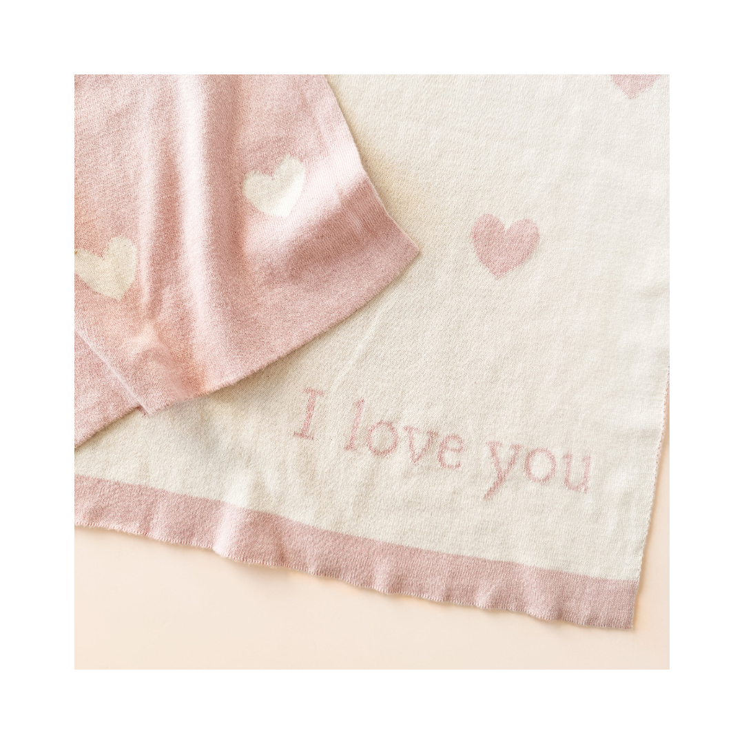 Heart I Love You Baby Blush Blanket
