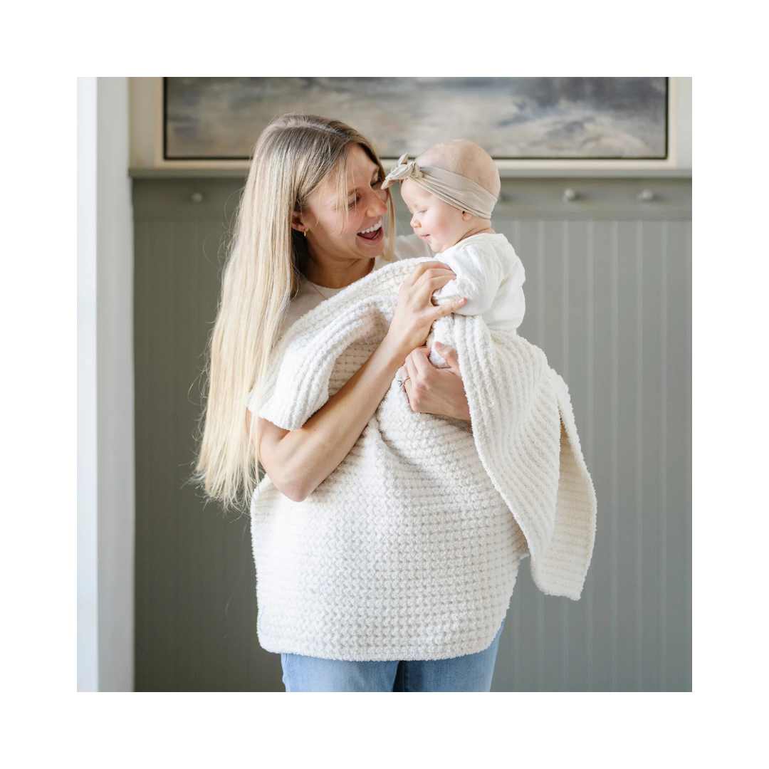 Swan Waffle Knit Receiving Blankets