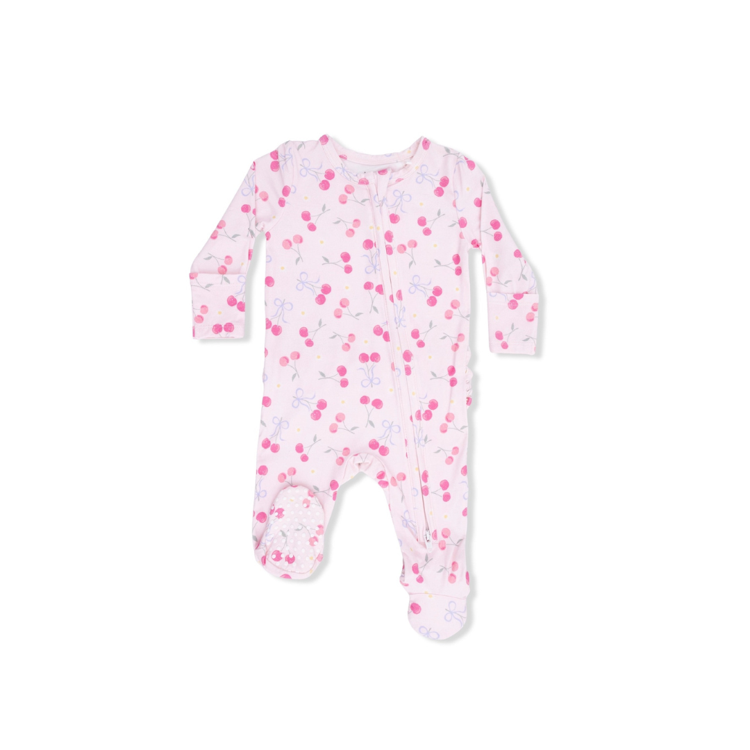 Sweet Cherries 2 Way Ruffle Back Zipper Footie