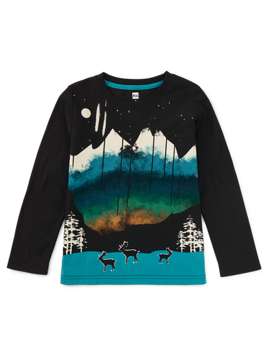 Jet Black Glowing Lights Graphic Tee