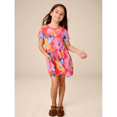 Large Tropical Floral Short Sleeve Twirl Dress — gallery photo 2
