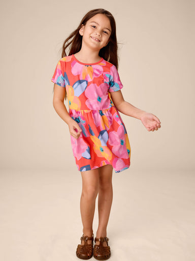 Large Tropical Floral Short Sleeve Twirl Dress — gallery photo 2