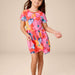 Large Tropical Floral Short Sleeve Twirl Dress — gallery photo 2