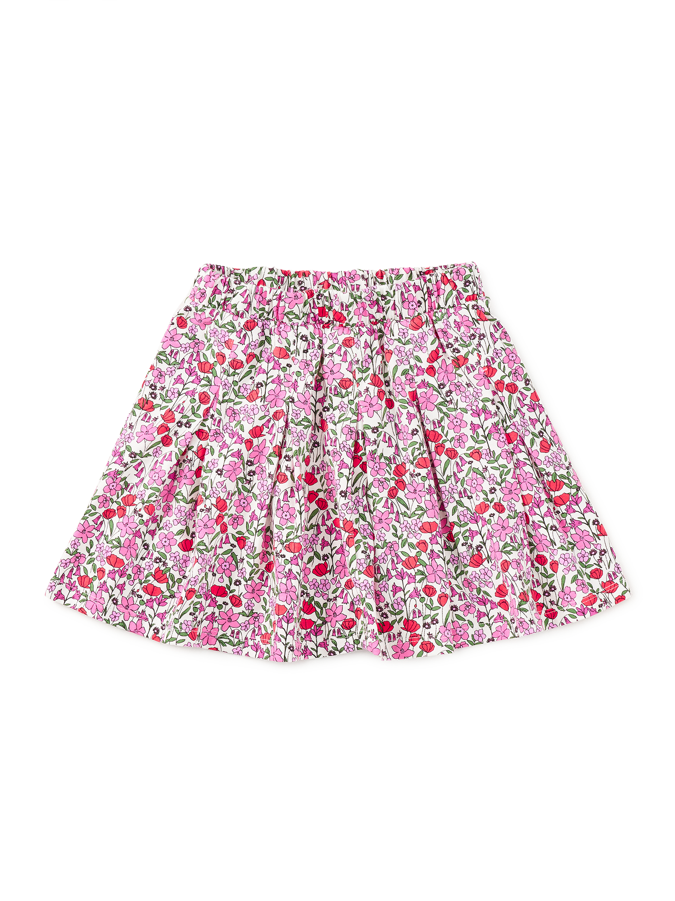 Pleated Jersey Floral Skirt