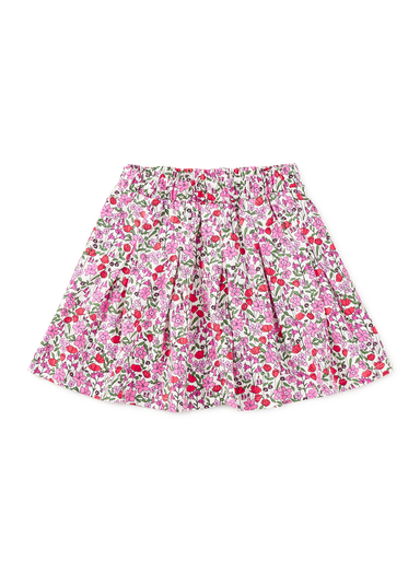 Pleated Jersey Floral Skirt