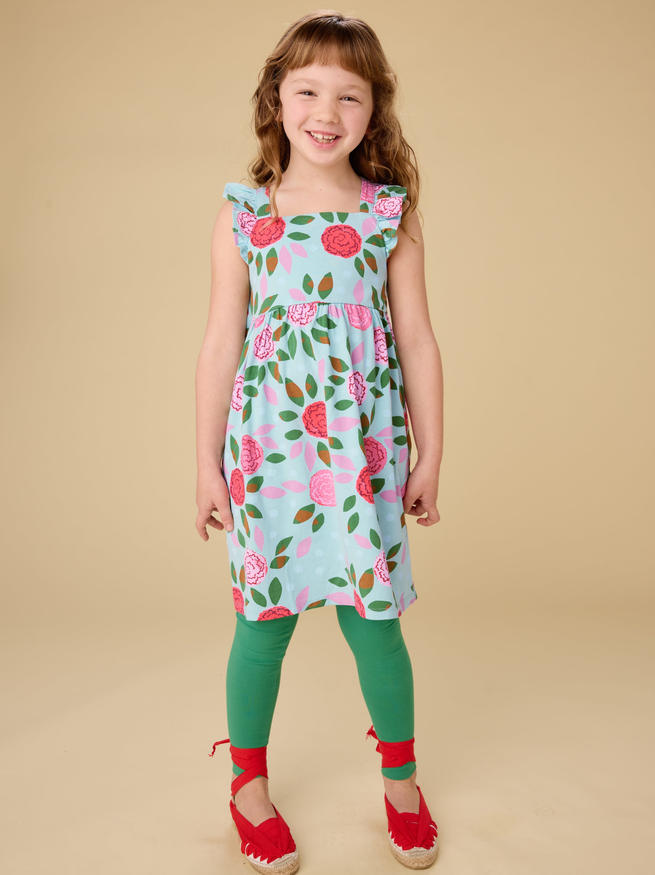 Spinning Carnations Ruffle Strap Dress — gallery photo 4
