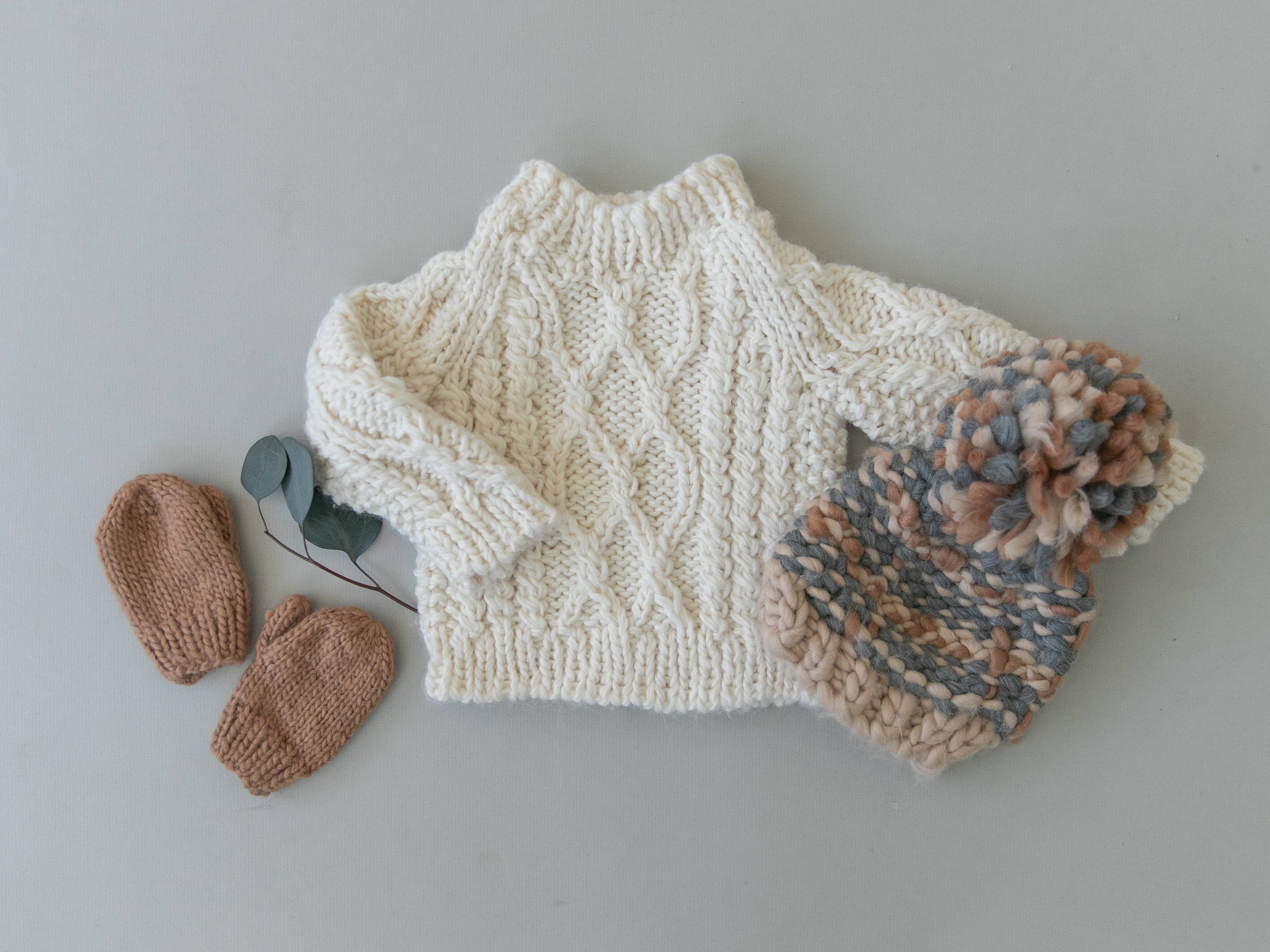 Fisherman Sweater, Cream Baby Kids Clothing Winter Apparel: S; 12-24mnth